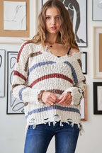 ADORA Frayed Edge Stripe Sweater