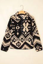 Black Western Aztec Half Zip Plush Sweatshirt