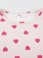 Heart Print Top And Shorts Loungewear Set