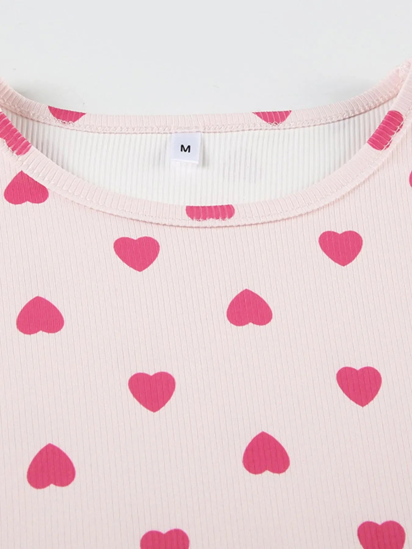 Heart Print Top And Shorts Loungewear Set