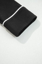 Black Contrast Trim Hooded Lounge Cardigan and Pants Set