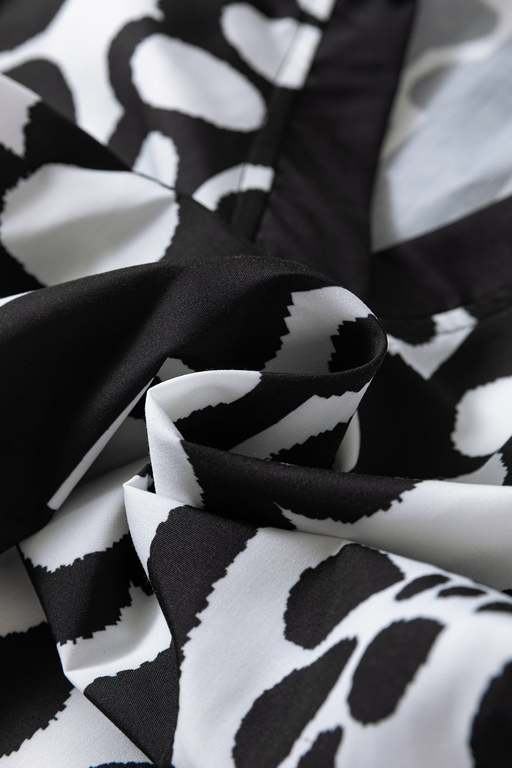 Black Polka Dot Floral Printed V Neck Long Sleeve Shift Mini Dress