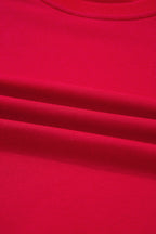 Fiery Red Varsity Striped Detail Crewneck Pullover Elastic Sweatpants 2pcs Outfit