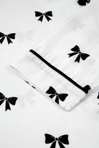 White Bows Print Two Piece Sleepwear