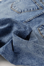 Myosotis Center Seam Cuffed Hem Straight High Waist Jeans