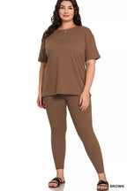 Zenana Full Size Brushed Dty Microfiber Short Sleeve Top And Pants Loungewear Set Plus Size