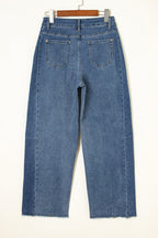 Ashleigh Blue Stitched Raw Hem Wide Leg Loose Jeans
