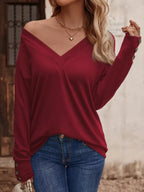 V-Neck Long Sleeve T-Shirt