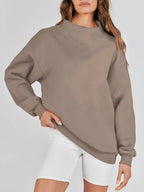 Blue Zone Planet |  Mock Neck Drop Shoulder Long Sleeve Sweatshirt