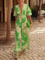 V-Neck Short Sleeve Floral Jumpsuit - Perfect Holiday & Vacation Outfit