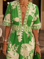 V-Neck Short Sleeve Floral Jumpsuit - Perfect Holiday & Vacation Outfit