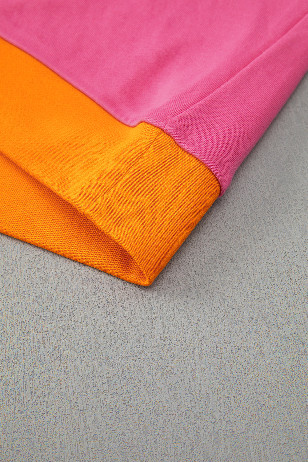 Rose Red 2pcs Color Block Pullover Loose Pant Set