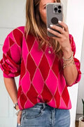 Argyle Pattern Long Sleeve Sweater