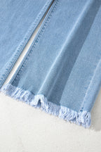 Myosotis Acid Washed High Rise Cropped Wide Leg Jeans