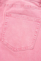 Peach Blossom Acid Washed High Rise Cropped Wide Leg Jeans