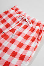Cozy Multicolor Christmas Claus Graphic Top & Plaid Pants Lounge Set for Women