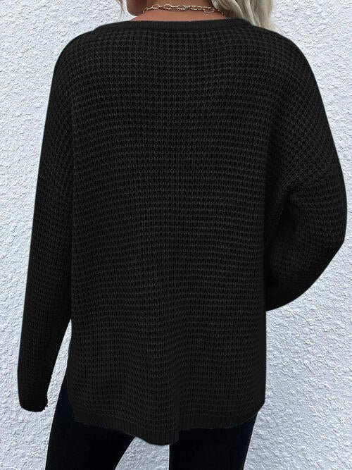 Blue Zone Planet |  Notched Long Sleeve Sweater