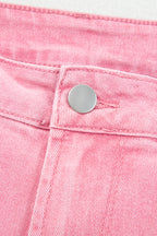 Peach Blossom Acid Washed High Rise Cropped Wide Leg Jeans