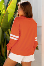 Orange Varsity Striped Detail Drop Shoulder Oversized Sweatshirt