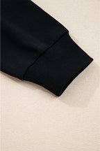 Black Varsity Striped Detail Drop Shoulder Oversized Sweatshirt