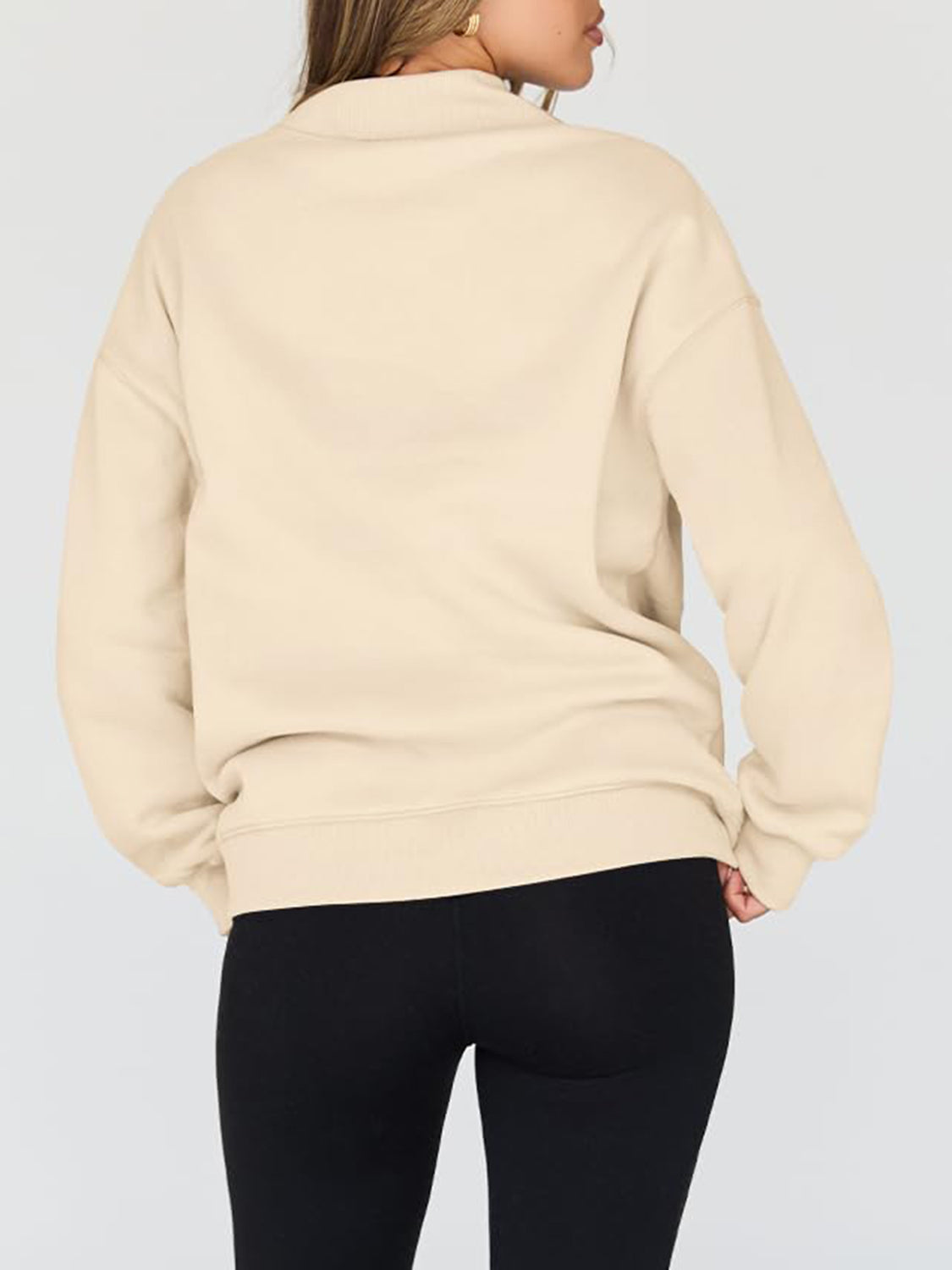 Blue Zone Planet |  Mock Neck Drop Shoulder Long Sleeve Sweatshirt