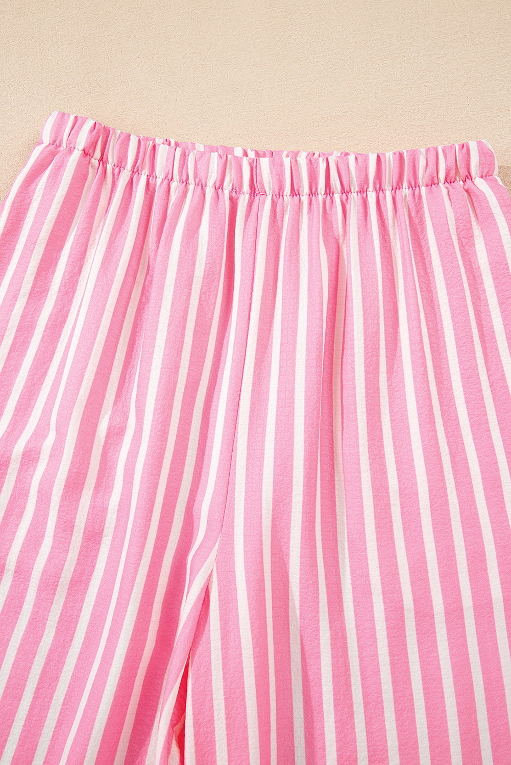 Pink Stripe Buttoned Front Long Sleeve Top and Pants 2 Piece Sleepwear