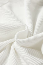White Rounded Hem Waffle Long Sleeve Top