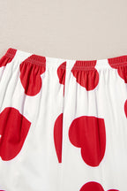 Red Ruffled Tank Top & Heart Print Pants - Cozy & Stylish Lounge Set for Women