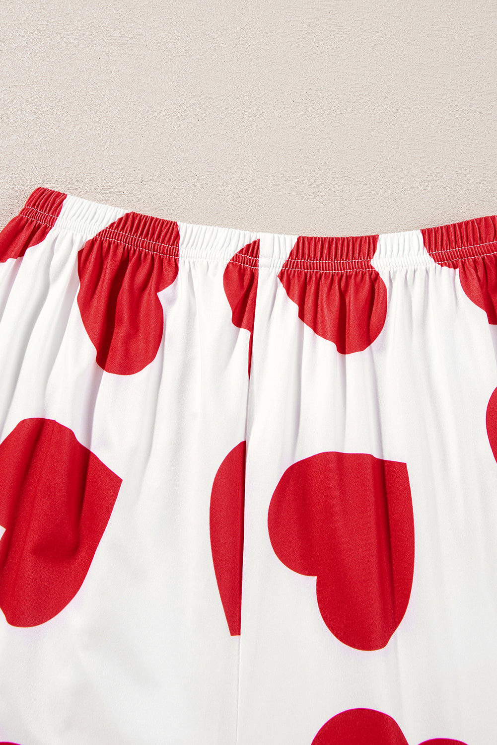 Red Ruffled Tank Top & Heart Print Pants - Cozy & Stylish Lounge Set for Women