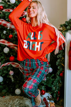 Cozy "ALL IS BRIGHT" Graphic Christmas Plaid Pajama Set for Women - Festive Long Sleeve Top & Jogger Pants