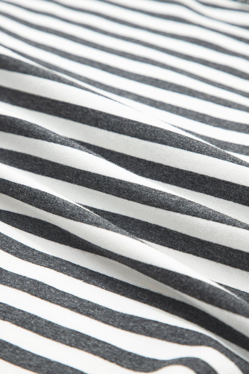 Gray Stripe Starry Patch Drop Shoulder Raw Edge Casual Knit Top