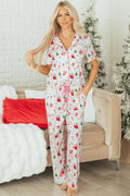 Cozy Pink Christmas Spirit Holiday Print Short Sleeve Pajama Set - 2-Piece Sleepwear