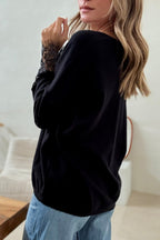 Black lace panel sweater
