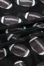 Black Game Day Rugby Mesh Sheer Long Sleeve Top