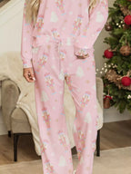 Christmas Tree Nutcracker Print Top and Pants 2pcs Lounge Set