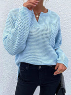 Blue Zone Planet |  Notched Long Sleeve Sweater