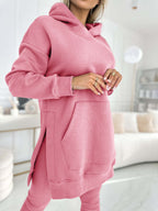 Cozy & Stylish: Women's Fashion Solid Color Hoodie and Lined Leggings Two-Piece Set for Spring/Fall