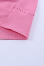 Pink Batwing Sleeve Pocketed Henley Hoodie