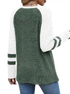 Ribbed Knit Raglan Long Sleeve T-Shirt