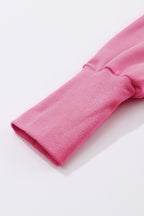 Pink Batwing Sleeve Pocketed Henley Hoodie