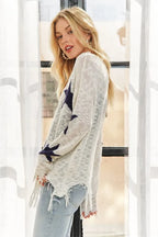 ADORA Distressed Star Sweater Top