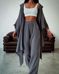 Elegant Cotton & Linen Hooded Cardigan Two-Piece Set for Women | Casual & Fashionable Spring/Autumn/Summer Apparel (Sizes S-3XL)