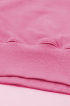 Pink Batwing Sleeve Pocketed Henley Hoodie
