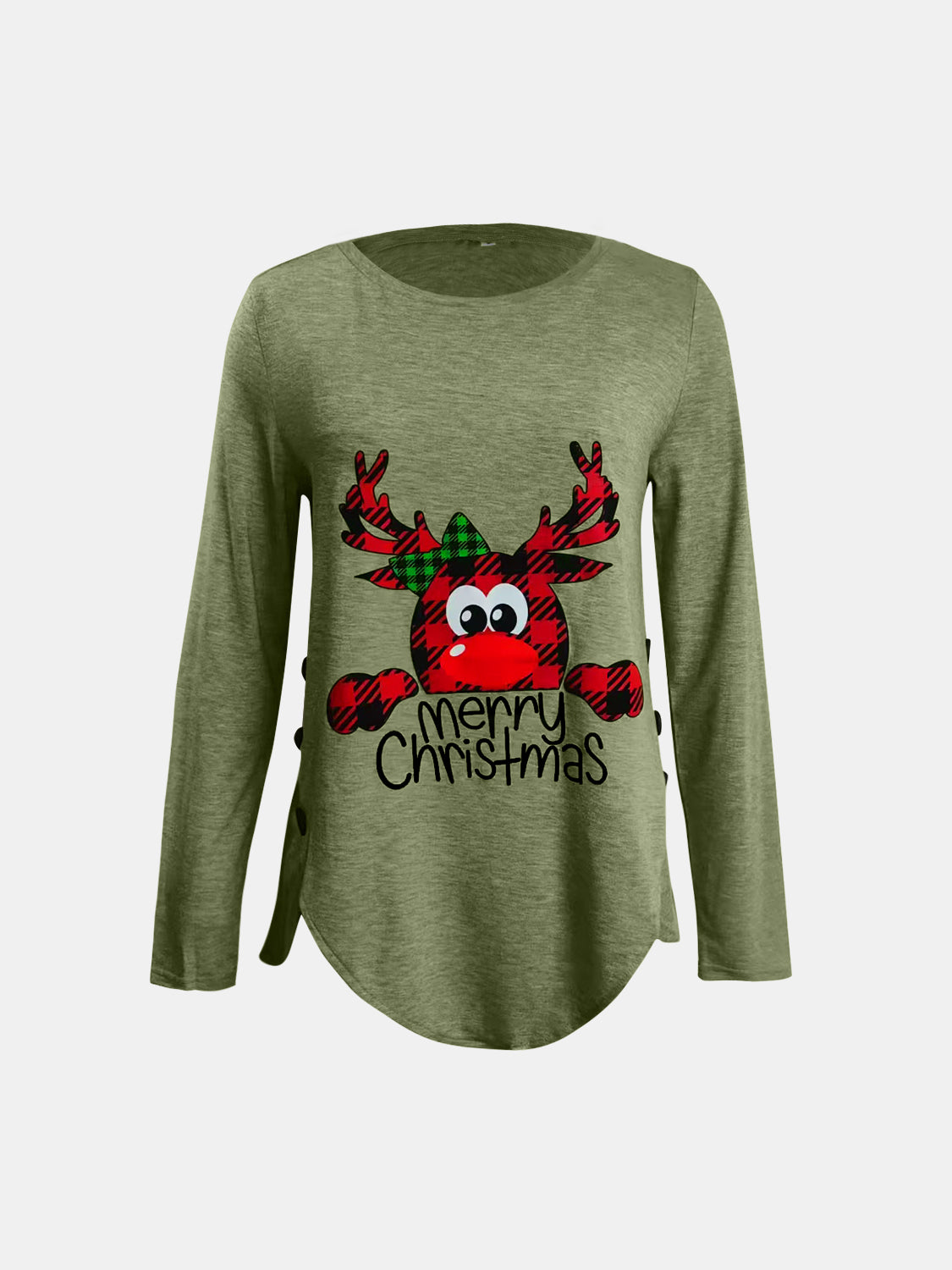 Blue Zone Planet |  Full Size Reindeer Round Neck Long Sleeve T-Shirt