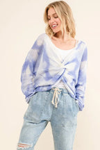 And The Why Blue Tie Dye Twisted Sweater