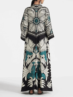 Elegance Floral Print Waterfall Sleeves Maxi Dress | Bohemian Style Long Sleeve Dress for Daily & Vacation Wear