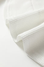 White Rounded Hem Waffle Long Sleeve Top