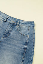 Dusk Blue Vintage Washed Seam Detail Shift Jeans