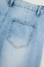 Beau Blue Flower Patched Light Wash Cropped High Waist Jeans