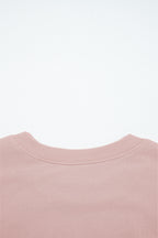 Light Pink Drop Shoulder Puff Sleeve Crop Pullover Drawstring Wide Leg Pants Set